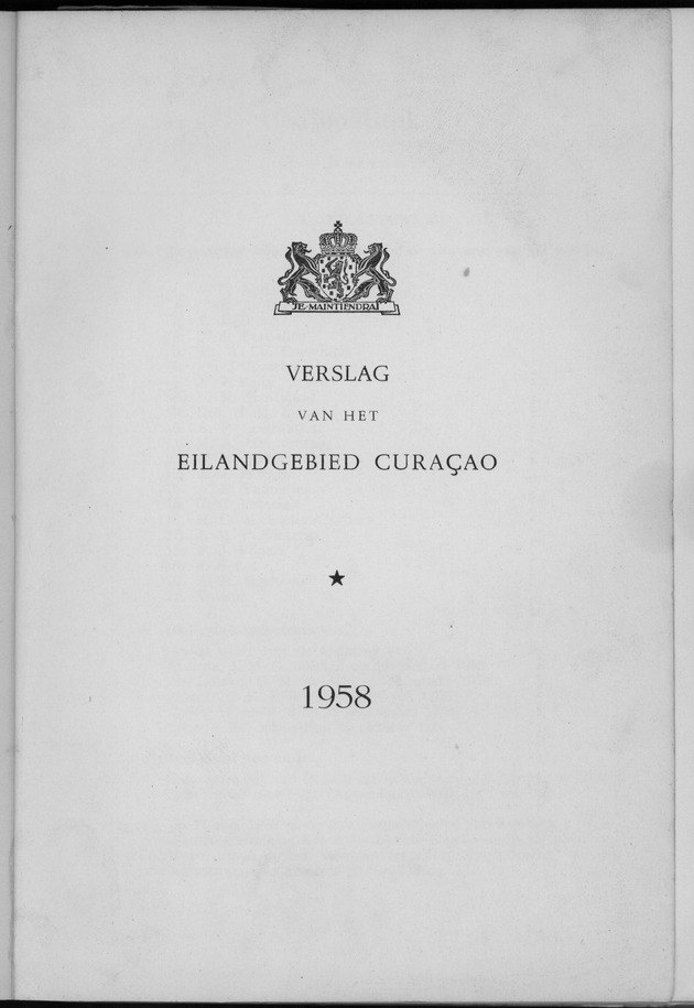 Verslag van de toestand van het eilandgebied Curacao 1958 - Title Page