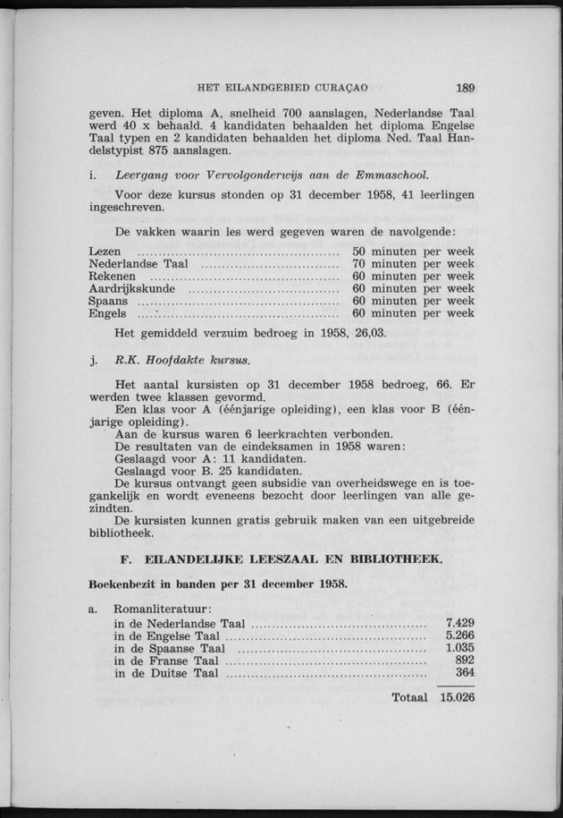 Verslag van de toestand van het eilandgebied Curacao 1958 - Page 189