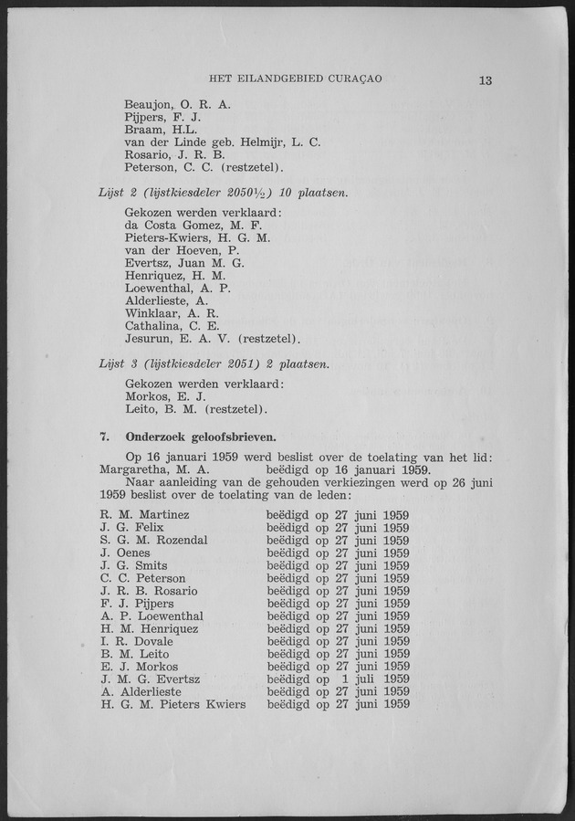 Verslag van de toestand van het eilandgebied Curacao 1959 - Page 13