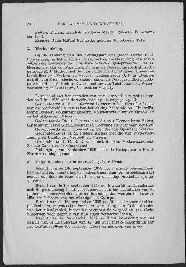 Verslag van de toestand van het eilandgebied Curacao 1959 - Page 20