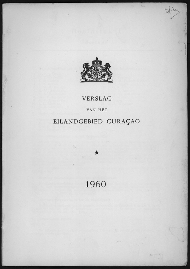 Verslag van de toestand van het eilandgebied Curacao 1960 - Title Page