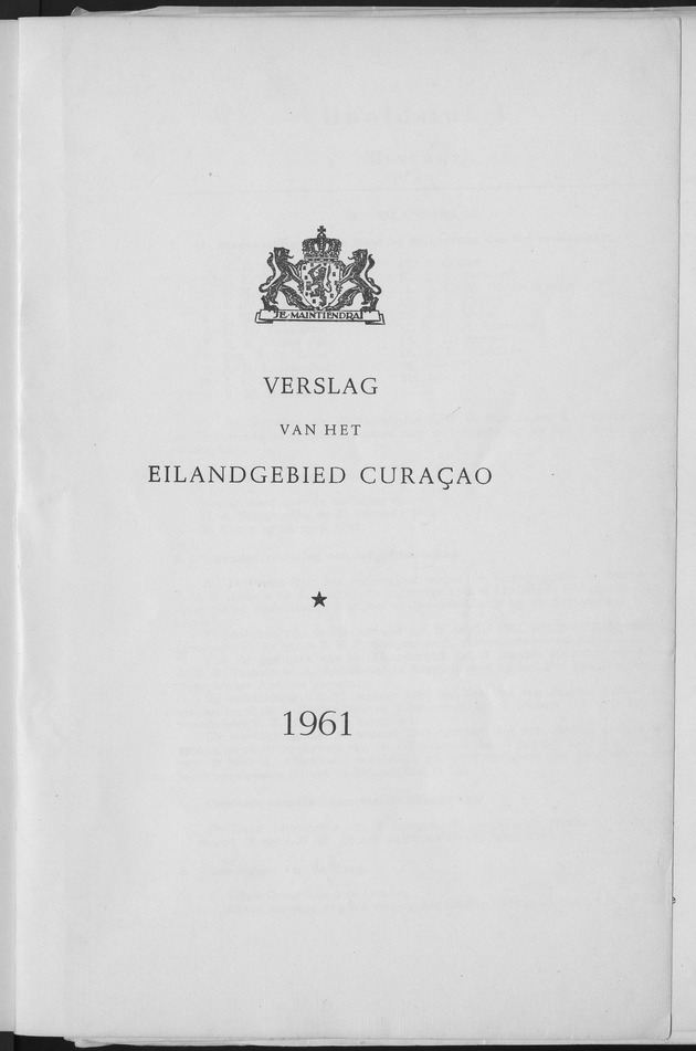 Verslag van de toestand van het eilandgebied Curacao 1961 - Title Page