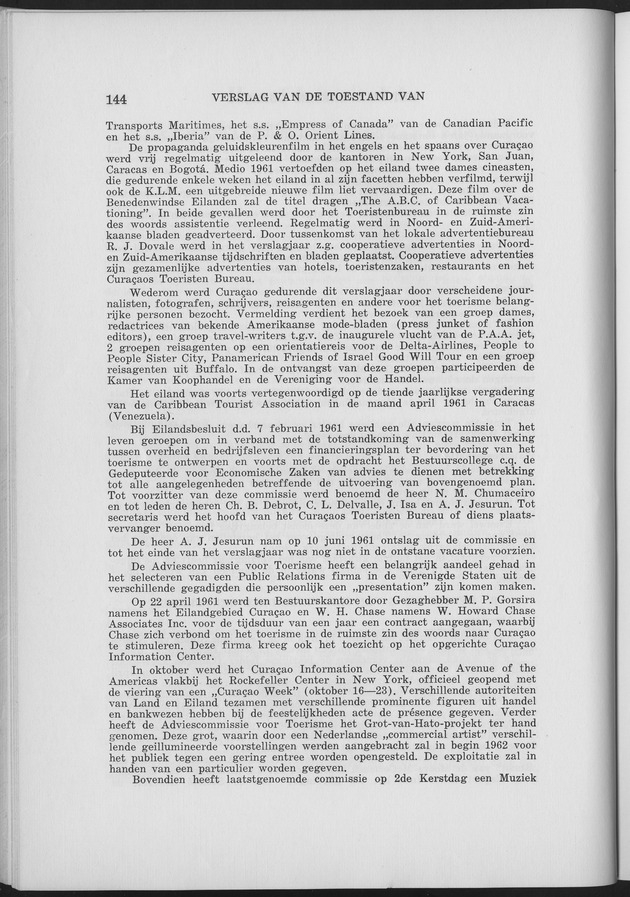 Verslag van de toestand van het eilandgebied Curacao 1961 - Page 144