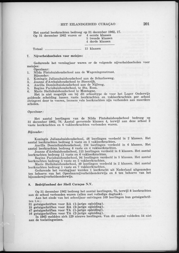 Verslag van de toestand van het eilandgebied Curacao 1962 - Page 201