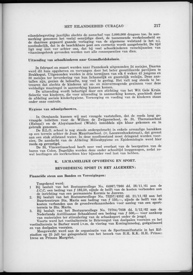 Verslag van de toestand van het eilandgebied Curacao 1962 - Page 217