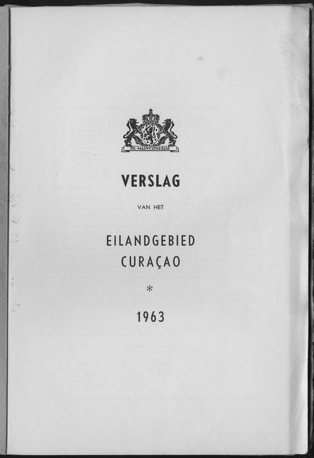Verslag van de toestand van het eilandgebied Curacao 1963 - Title Page